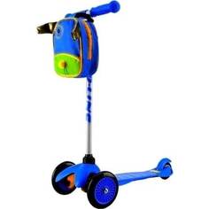 Самокат 3-х колесный Amigo Bliss с рюкзаком синий Амиго