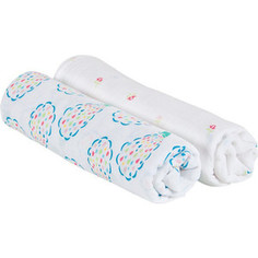Муслиновые пеленки Bebe Au Lait 2 шт. Bebe au Little Peacocks/Pansies