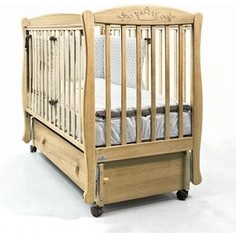 Кроватка Fiorellino Crown маятник продольный на колесах 120х60 natur