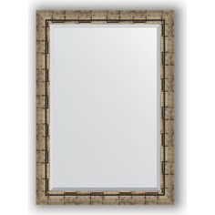 Зеркало с фацетом в багетной раме поворотное Evoform Exclusive 73x103 см, серебрянный бамбук 73 мм (BY 1196)