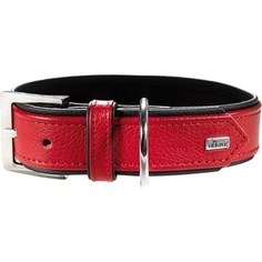 Ошейник Hunter Collar Capri 55 nickel (42-48см) натуральная кожа красный/черный для собак