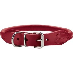 Ошейник Hunter Collar Round & Soft Elk Petit 37/6 nickel (30-33см) кожа лося красный чили для собак