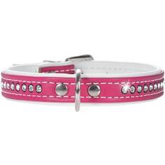 Ошейник Hunter Smart Dog Collar Modern Art Luxus 32/11 nickel (24-28,5 см) кожзам 1 ряд страз ярко-розовый для собак
