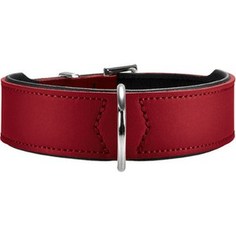 Ошейник Hunter Collar Basic 55 nickel (41-49см) кожа красный/черный для собак