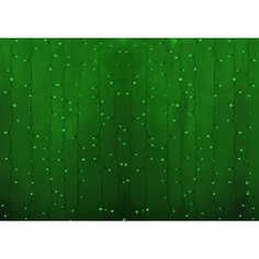 Neon-Night Гирлянда Светодиодный Дождь 2х1,5м, постоянное свечение, прозрачный провод, 230 В, диоды ЗЕЛеНЫЕ, 192 LED