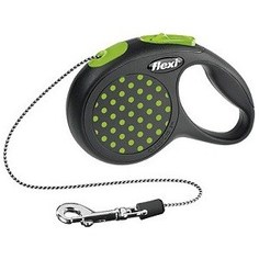 Рулетка Flexi Design XS трос 3м черный/зеленый горошек для собак до 8кг