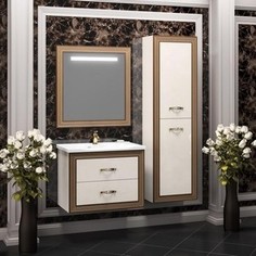Тумба с раковиной Opadiris Карат 80 белое золото (Z0000004321 + Z0000006703)
