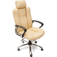 Кресло TetChair OXFORD хром кож/зам, бежевый/бежевый перфор., 36-34/36-34/06