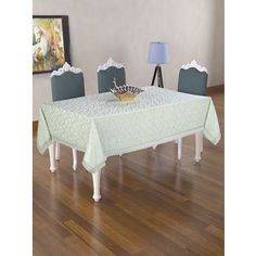 Скатерть Do and Co КДК 160х220 с гипюром (8082 зелёный)