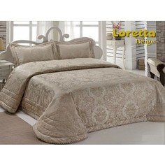 Покрывало Karna жаккард loretta 250x270 +наволочки 50x70 бежевый (2005/CHAR002)