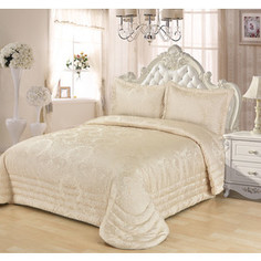 Покрывало Karna жаккард Evony 240x260 +наволочки 50x70 кремовый (2004/CHAR003)