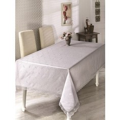 Скатерть Karna с гипюром Nihan 160х220 прямоугольная серый (860/1/CHAR005)