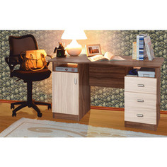 Стол письменный Олимп 2-х тумбовый ясень шимо светлый/темный