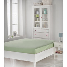 Простынь Karna трикотажная на резинке Acelya 160x200+30 см светло-зеленый (2962/CHAR005)