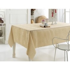 Скатерть Karna жаккард Dertsiz 140x180 золотистый (1543/CHAR003)