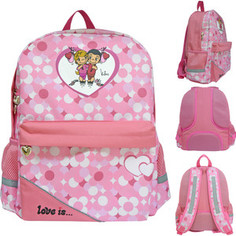 Рюкзак Action LOVE IS , разм. 40 x 33 x 12 , рельефная спинка, светоот. элементы, розовый Action!