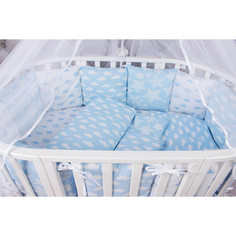 Комплект в кроватку AmaroBaby 15 предметов (3+12 подушек-бортиков) ВОЗДУШНЫЙ (бязь, голубой)
