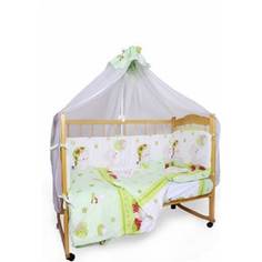 Комплект детского постельного белья AmaroBaby 7-ми предметный Мишкин сон, поплин, зеленый