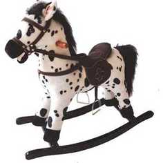 Качалка YOYO ROCK Лошадка плюшевая музыкальная белый с черными пятнами 4шт.в кор. GS2035
