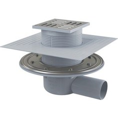 Душевой трап AlcaPlast 105х105/50 подводка боковая, нержавеющая сталь, гидрозатвор комбинированный SMART (APV1324)