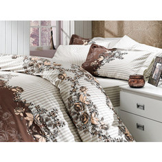 Комплект постельного белья Hobby home collection 1,5 сп, поплин, Delfina, коричневый (1501000088)