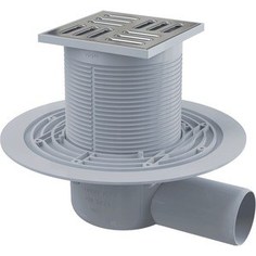 Душевой трап AlcaPlast 105х105/50, подводка боковая, нержавеющая сталь, гидрозатвор мокрый (APV1311)