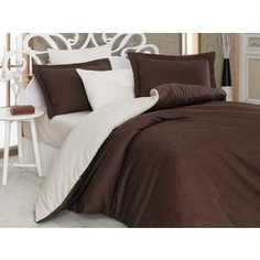 Комплект постельного белья Hobby home collection Евро, сатин, Damask, коричнево-кремовый (1607000020)