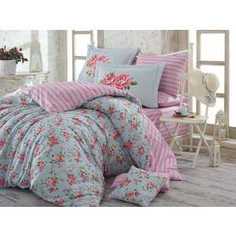 Комплект постельного белья Hobby home collection 1,5 сп, поплин, Flora, голубой (1501001088)