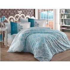 Комплект постельного белья Hobby home collection Евро, поплин Irene бирюзовый