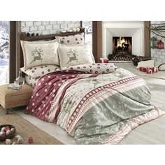 Комплект постельного белья Hobby home collection Евро, поплин, Ludovica бордовый (1501001594)