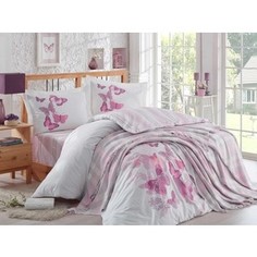 Набор для спальни Hobby home collection Sueno покрывало + КПБ Евро поплин лиловый (1501001418)