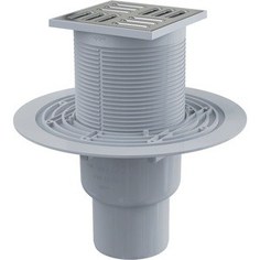 Душевой трап AlcaPlast 105х105/50/75 подводка прямая, нержавеющая сталь, гидрозатвор мокрый (APV2311)