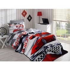 Набор для спальни Hobby home collection покрывало + КПБ 1,5 сп, велсофт X-racing красный (1501001563)