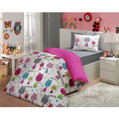 Комплект постельного белья Hobby home collection 1,5 сп, поплин, Meow, фуксия (1501000131)