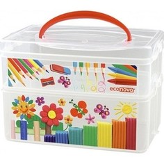Коробка универсальная Бытпласт с ручкой и декором ART BOX 2 секции, 245Х160х165мм