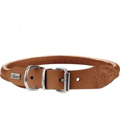 Ошейник Hunter Collar Round & Soft Petit Elk 32/6 nickel (24-27см) кожа лося коньячный для собак