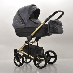 Коляска 2 в 1 Mr Sandman West-East Gold 50% Эко кожа Platinum