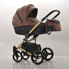 Коляска 2 в 1 Mr Sandman West-East Gold 50% Эко кожа Bronze