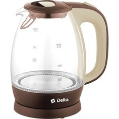 Чайник электрический Delta DL-1203 коричневый с бежевым