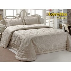 Покрывало Karna жаккард loretta 250x270 +наволочки 50x70 кремовый (2005/CHAR001)