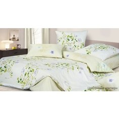 Комплект постельного белья Ecotex Евро, сатин, Цветочный ноктюрн (КГЕЦветочный ноктюрн)