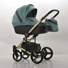 Коляска 2 в 1 Mr Sandman West-East Gold 50% Эко кожа Emerald