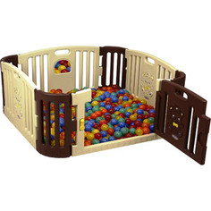 Детское ограждение манеж Edu Play корич /жел (без шаров) (116x116x60h) gp-8011b