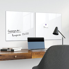 Доска магнитно-маркерная стеклянная BRAUBERG белая, 45х45, 3 магнита, 236735