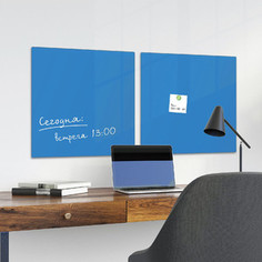 Доска магнитно-маркерная стеклянная BRAUBERG синяя, 45х45, 3 магнита, 236741