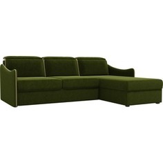 Диван угловой Лига Диванов Скарлетт вельвет зеленый правый угол