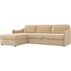 Диван угловой Лига Диванов Скарлетт вельвет бежевый левый угол