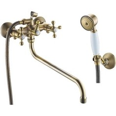 Смеситель для ванны GROSS AQUA Retro Bronze бронза длинным изливом (7016012BRL - D06)