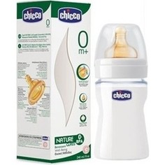 Бутылочка Chicco Well-being Glass 0+, лат. соска, стекло, 240 мл 310205109