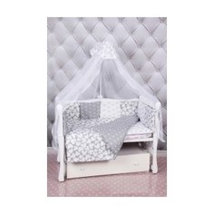 Комплект постельного белья AmaroBaby 18 предметов (6+12 подушек-бортиков) Silver (бязь, серый)